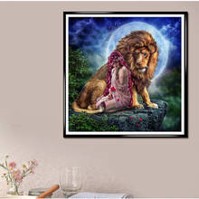 Full Round Diamond 5D DIY Diamond Painting Embroidery Cross-stitch "Beautiful Woman&Lion" Rhinestone Mosaic Painting Decoration 2024 - buy cheap