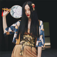 Ropa de estilo japonés Harajuku para mujer, Kimono Vintage con estampado de grulla, Yukata, ropa de calle de verano, abrigo Oriental Original a la moda 2024 - compra barato