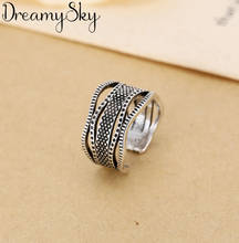 Mujer anillos bijoux personalidade prata cor multi-camada anéis grandes para mulher anel de noivado 2024 - compre barato