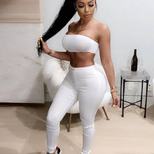 Casual Solid Two Piece Set Tracksuit Women Clothing Sets Strapless Crop Top and Pants Sweat Suits Fitness Sporty Matching Sets 2024 - buy cheap