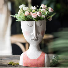 Retrato de resina artístico, escultura, vaso de plantas, vaso de flores secas, vaso de flores, decoração de jardim 2024 - compre barato
