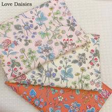 100%Cotton PINK BEIGE ORANGE Strawberry Blueberry Flower Fabric DIY for Bedding Sheet Cushion Apparel Dress Blouse Clothes Cover 2024 - buy cheap