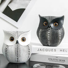 Sculpture Nordic Style Minimalist Craft Owls Animal Figurines Resin Miniatures Home Decoration Living Room Ornaments Crafts 2024 - buy cheap