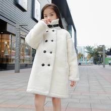 Baby Clothing Winter Children Lamb Fur Coat Kids Thicker Warm Double-breasted Jacket For Girl Teenage Medium Long Overcoat Y3673 2024 - buy cheap