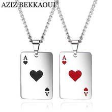 AZIZ BEKKAOUI-collares de acero inoxidable para parejas, colgante con etiqueta, grabado de nombre, para amantes, envío directo 2024 - compra barato