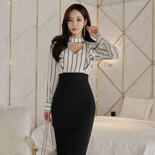 Sexy Party Vintage Bandage Bodycon Office Ladies Midi Pencil Wrap Dress Spring Women Dress Black Striped Halter Ruffles Dresses 2024 - buy cheap