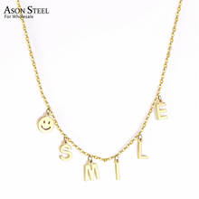 ASONSTEEL Collier Female 2019 Stainless Steel Smile Face Letters Pendant Necklace Gold Color 45cm+5cm Long Chain Necklace Friend 2024 - buy cheap