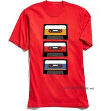 Camiseta de tela de algodón de 100% para hombre, camisa clásica de Cassette, cuello redondo, color rojo, para estudiante 2024 - compra barato