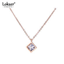 Lokaer Stainless Steel Pendant Necklace AAA Square Zircon Rose Gold Color Jewelry Fashion Gift For Women New Year Gift N18268 2024 - buy cheap