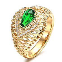 Винтажные резные изумрудные драгоценные камни, зеленые кристаллические кольца для женщин, циркониевые бриллианты желтого золота, ювелирное изделие, ювелирное изделие, подарок для вечеринки 2024 - купить недорого