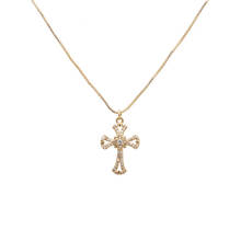 New Arrived Copper Plated Rhinestone Cross Pendant Necklace 4 Stylishes Charm Chain Catholisim Men Women Jewelry Gift 2024 - buy cheap