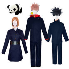 Disfraz de Jujutsu Kaisen, traje azul de Anime, Yuji Itadori, Megumi Fushiguro, uniforme, conjunto de vestido, pelucas, Panda, novedad 2024 - compra barato