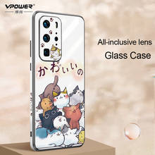 cat Painted Tempered glass Case +frame For Huawei P40 Pro P40 protection phone cases for huawei p 40 pro plus glass cover 2024 - buy cheap