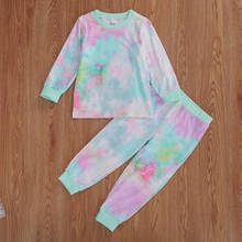 New Baby Girls Tie-dye Clothes Boy Long Sleeve T-Shirt Kids Tops Pants Outfits Toddler O-neck Pullover Tracksuit 2PCS Set 2024 - buy cheap