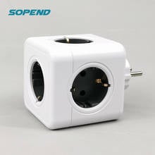 Sopend-tira de alimentación Powercube regleta enchufe inteligente regleta ladron europeo alargador múltiples de pared, 4 tomas, extensión de enchufe europeo, 2 USB, con interruptor y puertos tipo C, 250V, 16A, 3680W 2024 - compra barato