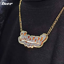 LUER Personalized Custom Stainless Steel Nameplate Necklace Double Plate Name Chokers Hip Hop Letter Gothic Necklaces (Unisex) 2024 - buy cheap