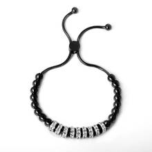 Simple Square Zirconia Crystal Bead Bracelets & Bangles Stainless Steel Women Jewelery Charm Link Bracelet Gold Black Adjustable 2024 - buy cheap
