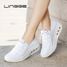 Lingge-tênis femininos plataforma, sapatos baixos de couro genuíno com cadarços, para mulheres, tamanhos 36-42 2024 - compre barato