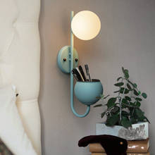 Nordic minimalista bola de vidro salão led lâmpada parede criativo quente macarons planta cabeceira quarto decoração do corredor arandela iluminação