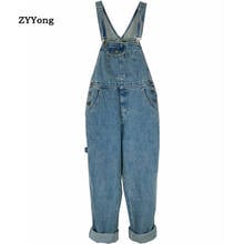 Spring Overalls Men's Bib Jeans Denim Jumpsuit Large Pocket Loose Workwear Hip Hop Street Wear Retro Light Blue Pants Trousers 2024 - buy cheap