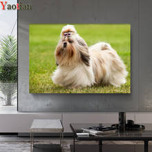 5d diy pintura diamante shih tzu ponto cruz animal strass mosaico pintura decorativa diamante bordado arte de cristal 2024 - compre barato