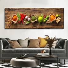 Pintura en lienzo de granos, especias, cucharas, pimientos para cocina, Cuadros, carteles e impresiones escandinavos, arte de pared, imagen de comida para sala de estar 2024 - compra barato