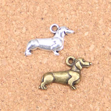 120 pçs encantos cão dachshund 20x15mm pingentes antigos, vintage tibetano jóias de prata, diy para pulseira colar 2024 - compre barato