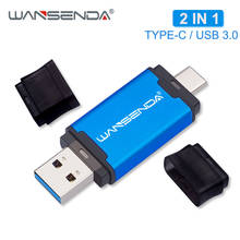 WANSENDA Metal USB Flash Drive 2 in 1 USB3.0 & Type-C Pen Drive 512GB 256GB 128GB 64GB 32GB 16GB High Speed Pendrive USB Stick 2024 - buy cheap