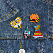 Creative Hamburger Skeleton Hand Anime Boy Dress Cartoon Brooch Lapel Pin Clothes Badge Brooches Enamel Pins Women Men Jewelry 2024 - buy cheap