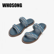 Women Slippers Woman Weave Slides Girls Round Toe FLIP FLOPS Flats Ladies Outside Slides Female Brand Slides Zapatos De Mujer 2024 - buy cheap