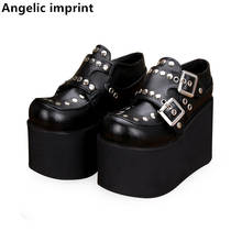 Angelic imprint woman mori girl lolita cosplay punk motorcycle shoes lady high heels wedges pumps women trifle heel shoes 10cm 2024 - buy cheap