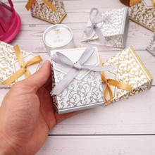 50pcs/lot Silver/Gold Candy Box Chocolate Box Party Supplies Paper Box With Ribbon Wedding Favors Decoration 2024 - buy cheap