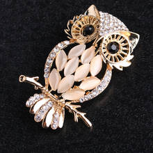 Romantic Opal Stone Owl Brooches Bouquet Wedding Hijab Scarf Pin Up Buckle Brooches Animal Crystal Brooches Pins Clothes Jewelry 2024 - buy cheap