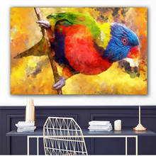 Картина на холсте с принтом большого размера, цветной постер с попугаями для гостиной, Настенная картина, домашний декор, подарок без рамки 2024 - купить недорого