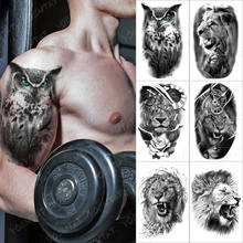 Сова лес птица временная татуировка Стикеры для Для мужчин Для женщин Для мужчин Взрослый Лев Воин Водонепроницаемый поддельная хна тигра ВОЛКА ЖИВОТНЫХ боди-арт тату 2024 - купить недорого