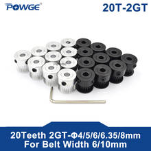 POWGE GT 20 Teeth 2GT 2M Timing Pulley Bore 4/5/6/6.35/8mm for 2MGT GT2 Synchronous belt width 6/10mm small backlash 20Teeth 20T 2024 - buy cheap