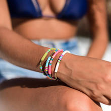 5 Pcs Friendship Bracelets Vsco Boho Beaded Bracelet for Women Surfer Bracelets Polymer Clay Rainbow Heishi Beads Bracelet 2024 - buy cheap