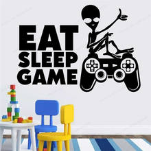 eat sleep game wall decor  Game wall decal playroom gamer vinyl wall sticker boy room video game wall art mural HJ476 2024 - buy cheap