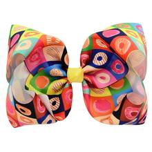 8" Jojo Siwa Bows with Clips for Kids Mermaid Scales Rainbow Butterfly Donut Print Girl Boutique Hair Accessories 2024 - buy cheap
