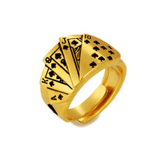 2021 Korean Punk Men's 24K Gold Ring Playing Cards Shape Wide Finger Rings for Woman Men Goth Hip Hop Jewelry Gothic Accessories 2024 - buy cheap