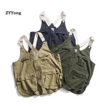 Cotton Men Vest Fashions Korean Style Streetwear Hip Hop Sleeveless Jacket Military Tooling Multi-Pocket Youth Tactical Coat 2024 - buy cheap