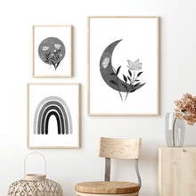 Nursery Poster Black White Sun Moon Rainbow Canvas Painting Nordic Wall Art Print for Living Room Home Decoration Wall Picture 2024 - buy cheap