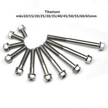 5pcs Bicycle motorcycle titanium screw M6X10/15/20/25/30/35/40/45/50/55/60/65mm flange titanium bolt 2024 - buy cheap