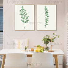 Póster de lona minimalista para pared de sala de estar, pintura de hojas y ramas verdes para decoración del hogar, hojas de helecho, imagen impresa para dormitorio 2024 - compra barato