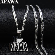 2021 Fashion I Love Mama Stainless Steel Chain Necklace Women Silver Color Small Statement Necklace Jewerly colgante N1953 2024 - buy cheap
