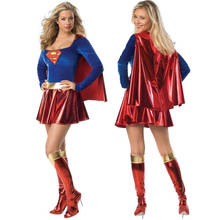 Fantasias de super heróis, para crianças e adultos, traje feminino com vestido, capa de sapato, super-heróis, roupas de halloween 2024 - compre barato