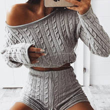 Autumn Spring Knitted Tracksuit Long Sleeves Sweaters Top Knitted Shorts Sets Women Suit 2PCS Set Knit Pants Female Pants Suit 2024 - buy cheap