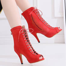 2020 New Salsa Jazz Ballroom Outdoor Urban Latin Dance Shoes for Dancing Women Modern Stylish High Heel Flock Boots Red 2024 - buy cheap