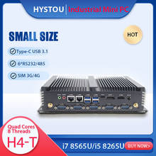 HYSTOU Type-c промышленный мини-ПК i7 8565U i5 8265U i3 8145U Dual DDR4 HD EDP @ 60 Гц Sup порт 3 синхронизированный дисплей SIM 4G порт 2024 - купить недорого