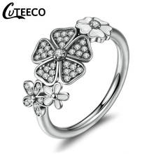 Cuteeco Hot Sale Pan Rings Silver Color White Flower Poetic Daisy Cherry Blossom Finger Ring For Women Jewelry 2024 - buy cheap